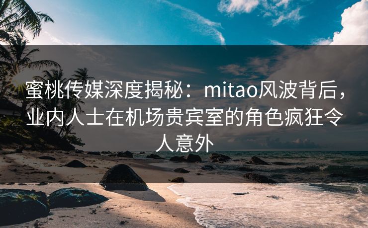 蜜桃传媒深度揭秘：mitao风波背后，业内人士在机场贵宾室的角色疯狂令人意外