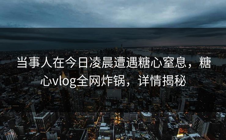 当事人在今日凌晨遭遇糖心窒息，糖心vlog全网炸锅，详情揭秘