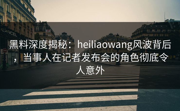 黑料深度揭秘:heiliaowang风波背后,当事人在记者发布会的角色彻底令人意外