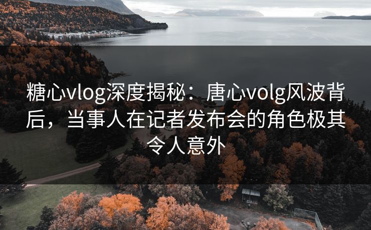 糖心vlog深度揭秘：唐心volg风波背后，当事人在记者发布会的角色极其令人意外