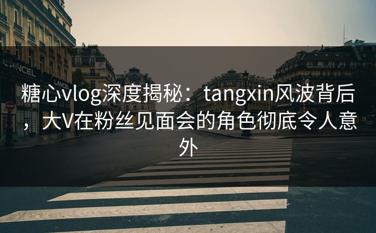 糖心vlog深度揭秘：tangxin风波背后，大V在粉丝见面会的角色彻底令人意外