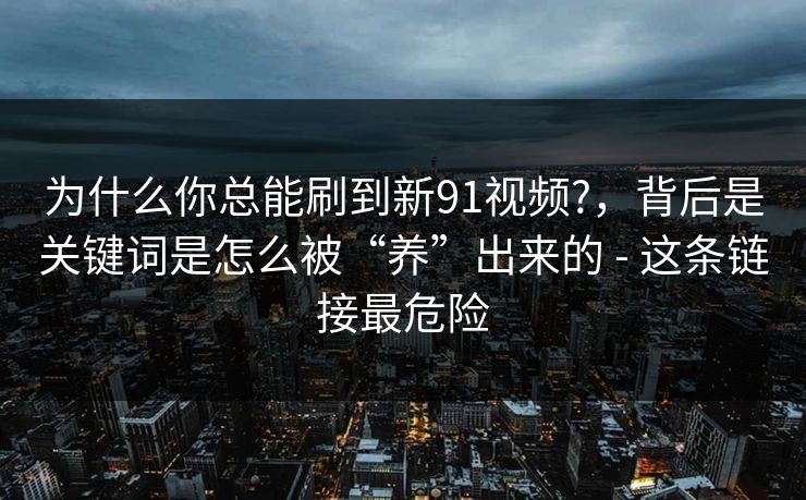 为什么你总能刷到新91视频?,背后是关键词是怎么被“养”出来的 - 这条链接最危险 第1张 为什么你总能刷到新91视频?,背后是关键词是怎么被“养”出来的 - 这条链接最危险 第1张